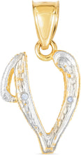 Load image into Gallery viewer, 10k Yellow Gold and White Gold Two-Tone 21.5mm Cursive Personalized Alphabet A-Z Initial Pendant with Optional 1.1mm Solid Cable Chain, 18 Inch
