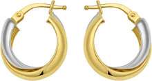 Load image into Gallery viewer, 14k Yellow Gold 17mm Interlocking Trinity Hoop Two-Tone Earrings
