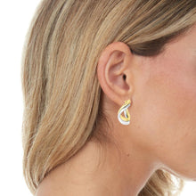 Load image into Gallery viewer, 14k Yellow Gold and White Gold 22mm Mini Freeform Double Hoop Earrings
