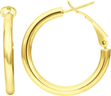 Load image into Gallery viewer, 14k Yellow Gold 2mm x 20mm Polished Omega Back Hoop Earrings
