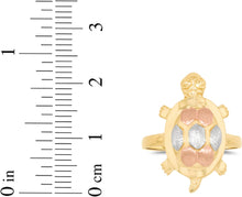 Load image into Gallery viewer, 10k Yellow Gold 22mm Turtle Tri-Tone Ring, Sizes 4 - 10
