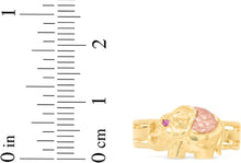 Load image into Gallery viewer, 10k Yellow Gold 9mm Elephant Enamel Simulated Ruby Two-Tone Ring, Size 4 - 9
