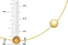 Load image into Gallery viewer, 14k Yellow Gold 6.4mm Natural Gemstone Pebble Charm Adjustable Chain Necklace, 17 Inch-18" (Blue Topaz, Amethyst, Peridot, Garnet or Citrine)
