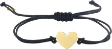 Load image into Gallery viewer, 14k Yellow Gold 10mm Heart &amp; Cord Adjustable Friendship Charm Bracelet, 9.25 Inch
