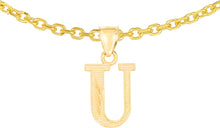 Load image into Gallery viewer, 10k Yellow Gold 0.45&quot; Personalized Lighting Alphabet Letter A - Z Initial Charm Pendant with optional Extendable Chain Necklace
