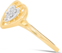 Load image into Gallery viewer, 10k Yellow Gold 10mm CZ Heart Two-Tone Ring, Sizes 4 - 10
