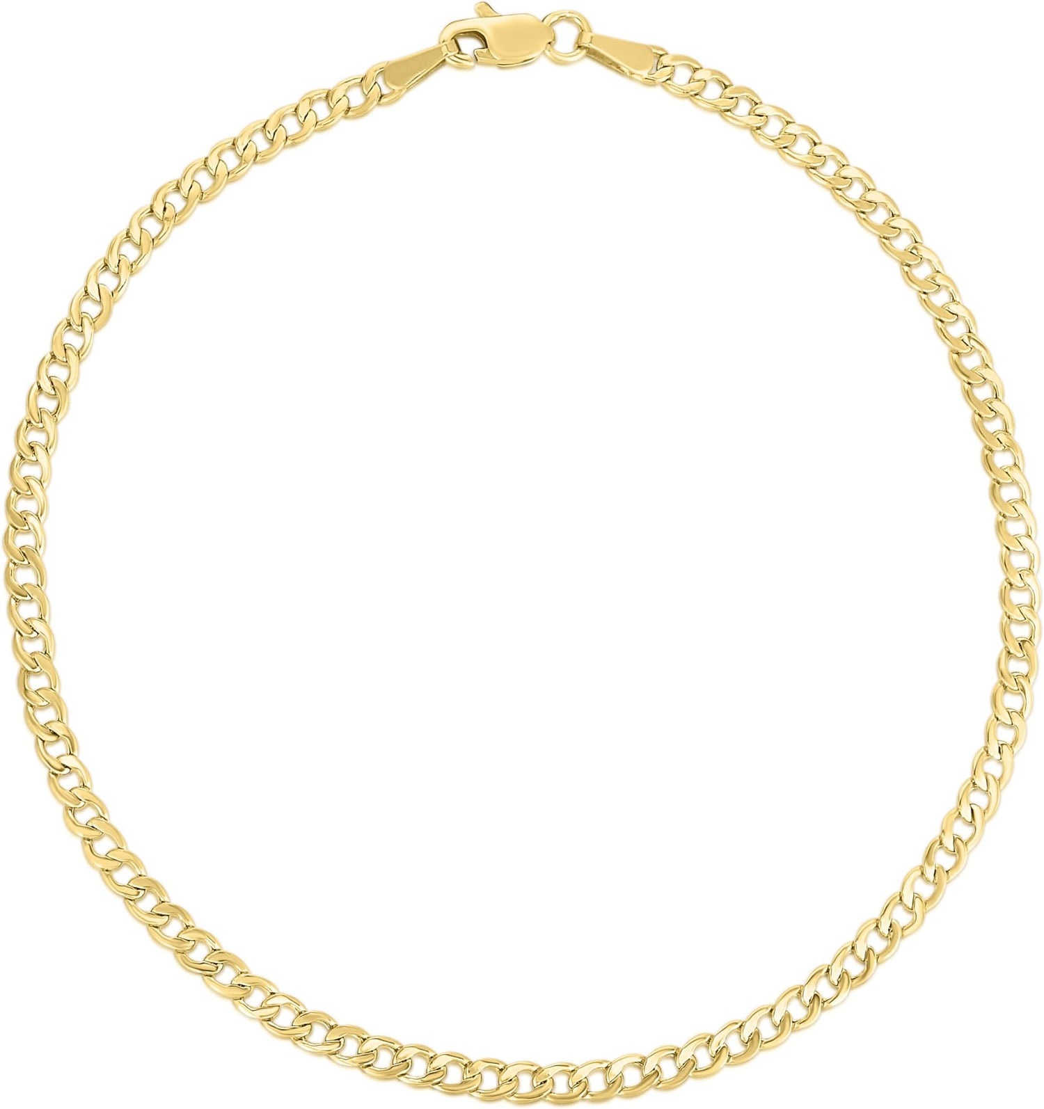 10k Yellow Gold 2.5mm Hollow Cuban Curb Link Bracelet or Anklet