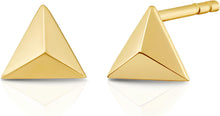 Load image into Gallery viewer, 14k Yellow Gold 3.9mm Flat Back Elevated Triangle Stud Earrings
