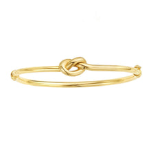 Load image into Gallery viewer, 14k Yellow Gold 9.5mm Polished Puffed Wire Love Knot Bangle Bracelet, 7 Inch
