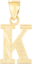 Load image into Gallery viewer, 10k Yellow Gold 0.45&quot; Personalized Lighting Alphabet Letter A - Z Initial Charm Pendant with optional Extendable Chain Necklace
