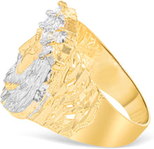 Load image into Gallery viewer, 10k Yellow Gold 19.5mm Jesus Face Two-Tone CZ Openwork Men&#39;s Ring, Sizes 5-13
