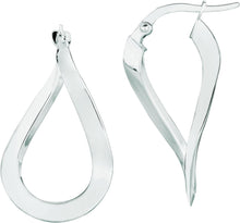 Load image into Gallery viewer, 14k Yellow Gold or White Gold 29mm Teardrop Twist Freeform Earrings
