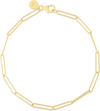 Load image into Gallery viewer, 14k Yellow Gold or White Gold 2.7mm Long Wire Paperclip Chain Link Bracelet, 7 inch

