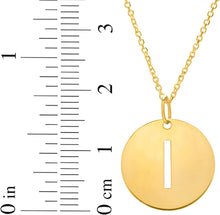 Load image into Gallery viewer, 14k Yellow Gold 0.6&quot; Disc Alphabet Letter A - Z Initial Charm Pendant with Extendable Adjustable Chain Necklace
