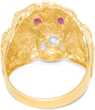 Load image into Gallery viewer, 10k Yellow Gold 23.3mm Lion Ruby Eyes CZ Ring, Sizes 4-14
