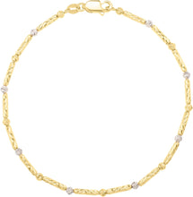 Load image into Gallery viewer, 14k Two-Tone Gold 1.7mm Faceted Bar &amp; Bead Link Bracelet, 7.25 Inch

