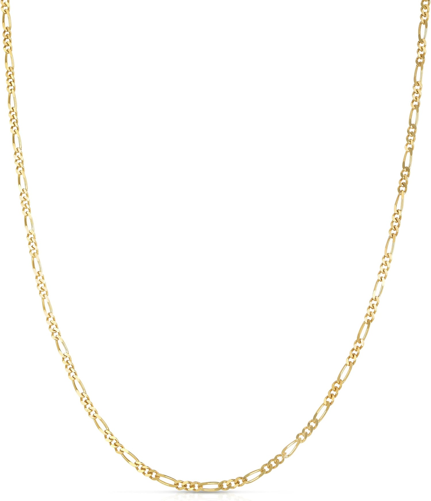 10k Yellow Gold 1.5mm Solid Figaro Chain Link Necklace