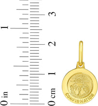 Load image into Gallery viewer, Italian 14k Yellow Gold 12mm Sacrament of Confirmation Medallion Religious Charm Pendant with Optional Necklace,  16-17-18 Inch
