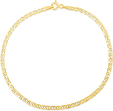 Load image into Gallery viewer, 10k Yellow Gold 1.2mm Solid Anchor Mariner Mirror Chain Bracelet or Anklet, 7 Inch or 10 Inch
