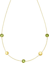 Load image into Gallery viewer, 14k Yellow Gold 6.4mm Natural Gemstone Pebble Charm Adjustable Chain Necklace, 17 Inch-18" (Blue Topaz, Amethyst, Peridot, Garnet or Citrine)
