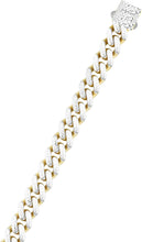 Load image into Gallery viewer, 14k Yellow Gold 8mm or 9mm Two-Tone with White Pave Squared Lite Miami Cuban Chain Necklace, 22"
