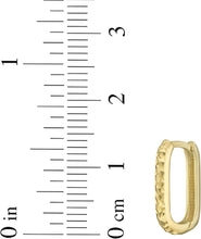 Load image into Gallery viewer, 14k Yellow Gold 14.1mm x 2mm or 20.2mm x 2mm Textured Rounded Rectangular Hoop Earrings
