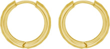 Load image into Gallery viewer, 14k Yellow Gold 13mm Thick Checkerboard Patterned Huggie Hoop Earrings
