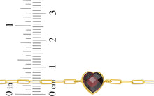 Load image into Gallery viewer, Floreo 14k Yellow Gold Paperclip Chain Heart Gemstone Bracelet 7 Inch
