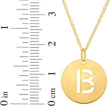 Load image into Gallery viewer, 14k Yellow Gold 0.6&quot; Disc Alphabet Letter A - Z Initial Charm Pendant with Extendable Adjustable Chain Necklace
