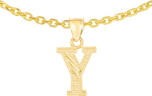 Load image into Gallery viewer, 10k Yellow Gold 0.45&quot; Personalized Lighting Alphabet Letter A - Z Initial Charm Pendant with optional Extendable Chain Necklace
