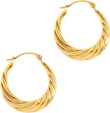 Load image into Gallery viewer, 10k Yellow Gold 20mm Graduated Round Circle Twist Hoop Earrings
