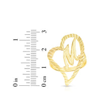 Load image into Gallery viewer, 10k Yellow Gold Small Medium Large or Extra Large A-Z Cursive initial Letter Heart Ring
