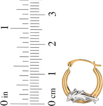 Load image into Gallery viewer, 10k Yellow Gold 15mm Dolphin Two-Tone Hoop Earrings
