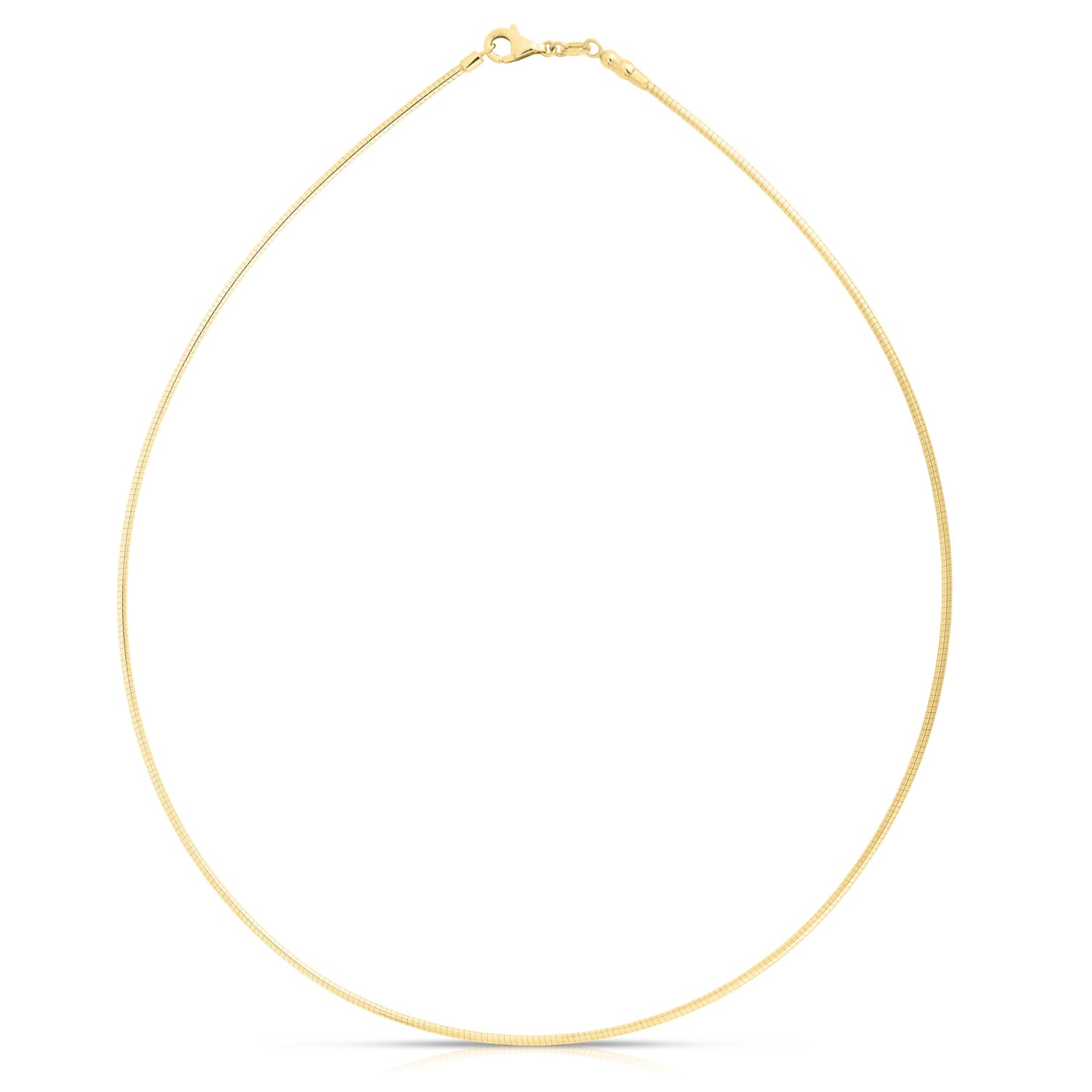 14k Yellow Gold 1.5mm Round Omega Chain Necklace