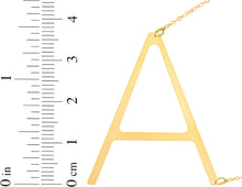 Load image into Gallery viewer, 14k Yellow Gold 1.5&quot; Extra Large Angled Alphabet Letter A - Z Initial Charm Pendant with Chain Necklace
