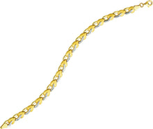 Load image into Gallery viewer, 14k Two-Tone Gold 4mm Fancy Stampato Link Bracelet, 7.25 Inch
