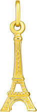 Load image into Gallery viewer, Italian 14k Yellow Gold 20mm Paris Eiffel Tower Charm Pendant with Optional Necklace, 16-17-18 Inch
