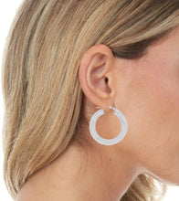 Load image into Gallery viewer, 10k White Gold 25mm x 5mm High Polish Round Tube Hoop Earrings
