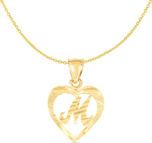 Load image into Gallery viewer, 10k Yellow Gold 19mm Personalized Alphabet Letter A - Z Initial Heart Pendant with optional Extendable Cable Chain Necklace
