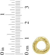 Load image into Gallery viewer, 14k Yellow Gold 11.3mm Interlocking Textured Trinity Stud Earrings
