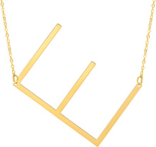 Load image into Gallery viewer, 14k Yellow Gold 1.5&quot; Extra Large Angled Alphabet Letter A - Z Initial Charm Pendant with Chain Necklace
