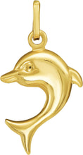 Load image into Gallery viewer, Italian 14k Yellow Gold 14mm Dolphin Charm Pendant with Optional Necklace,  16-17-18 Inch
