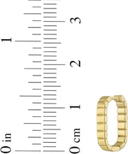 Load image into Gallery viewer, 14k Yellow Gold 13mm Polished Ribbed Oval Hoop Earrings
