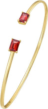 Load image into Gallery viewer, Italian 14k Yellow Gold 4mm Natural Garnet Gemstone Candy Bangle Charm Bracelet
