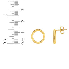 Load image into Gallery viewer, 14k Yellow Gold 13mm Open Circle Stud Earrings

