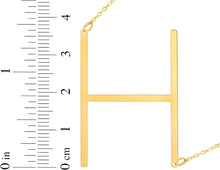 Load image into Gallery viewer, 14k Yellow Gold 1.5&quot; Extra Large Angled Alphabet Letter A - Z Initial Charm Pendant with Chain Necklace
