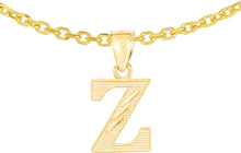 Load image into Gallery viewer, 10k Yellow Gold 0.45&quot; Personalized Lighting Alphabet Letter A - Z Initial Charm Pendant with optional Extendable Chain Necklace
