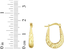 Load image into Gallery viewer, 10k Yellow Gold 18.4mm Beaded Twisted Swirl Oval U Shape Hoop Earrings
