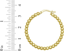 Load image into Gallery viewer, 14k Yellow Gold 25.2mm x 3mm or 35.6mm x 3mm Bead Hoop Earrings
