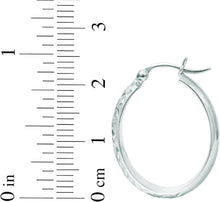 Load image into Gallery viewer, 10k Yellow Gold or White Gold 24mm Oval Textured Hoop Earrings
